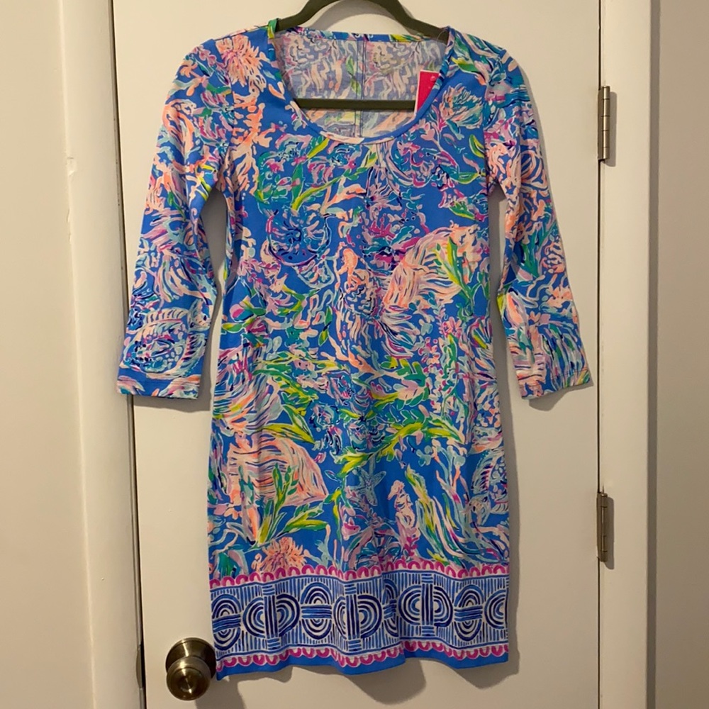 NWT Lilly Pulitzer Nautical Blue & Pink Floral Shift Dress